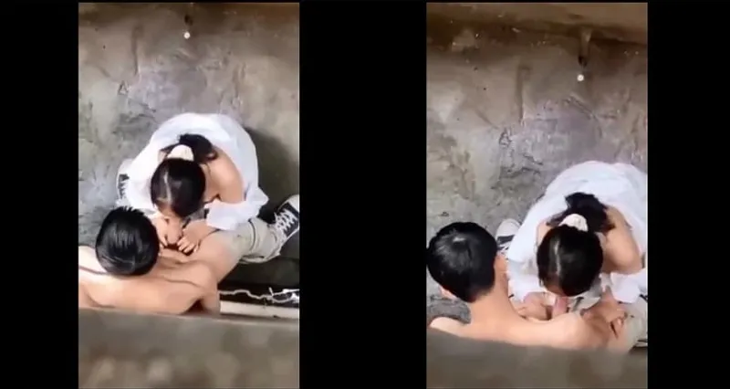 Quay lén em em học sinh bj cho cô bạn gái trong hẻm